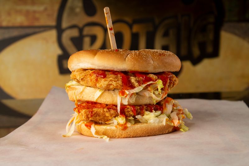 Double hot chicken sandwich Wing Snob